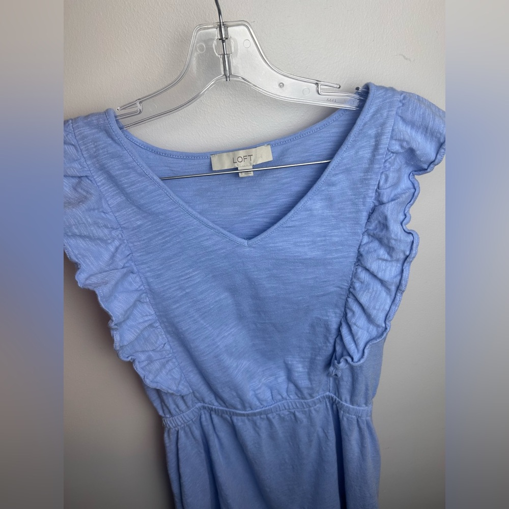 LOFT Ruffle Blue Dress - Picture 11 of 16